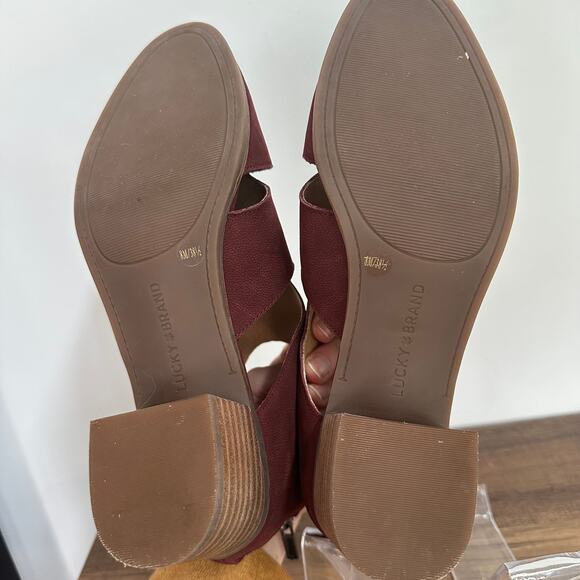 Lucky Brand Ralwan Leather Dark Red Cutout Closed Toe Bootie Heels Size 8 - Picture 5 of 8